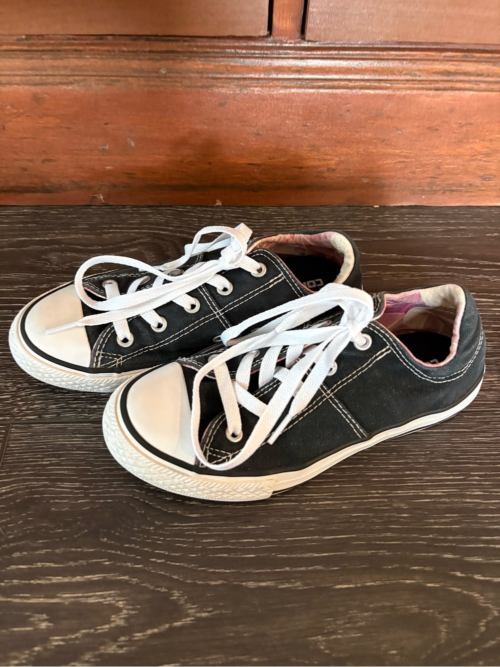 Converse Kids Black Canvas Lace-Up Sneakers with White Accents